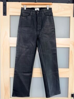 FRAME Le Sleek Straight Coated Black High Rise Jeans Size 29